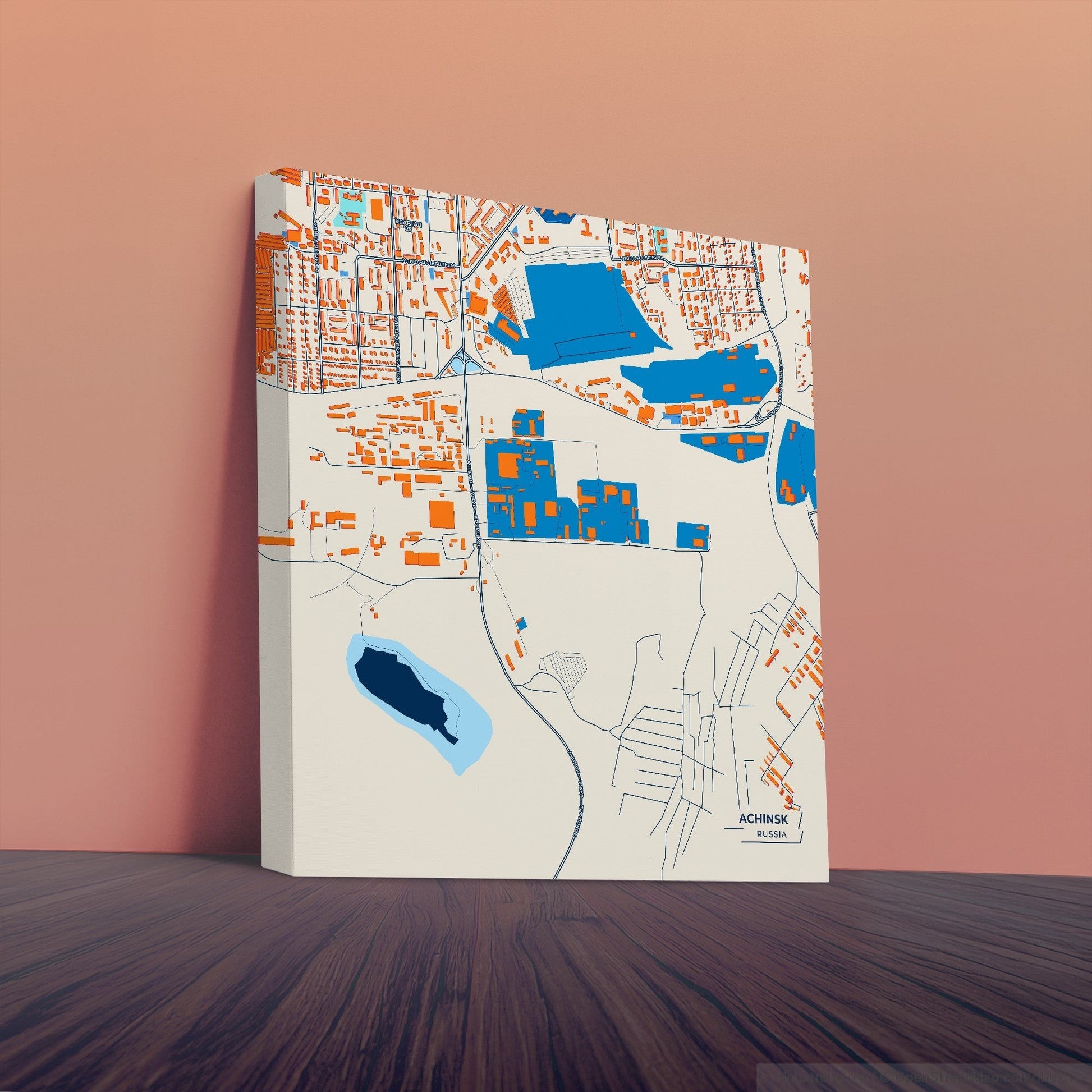 Ачинск Russia Colorful City Map Canvas Print