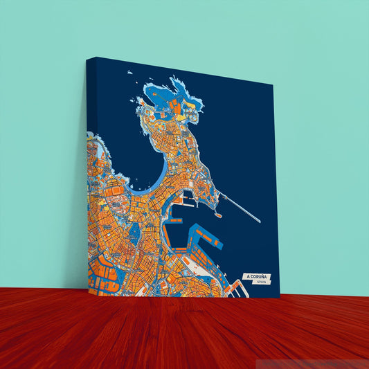 A Coruña Spain Colorful City Map Canvas Print