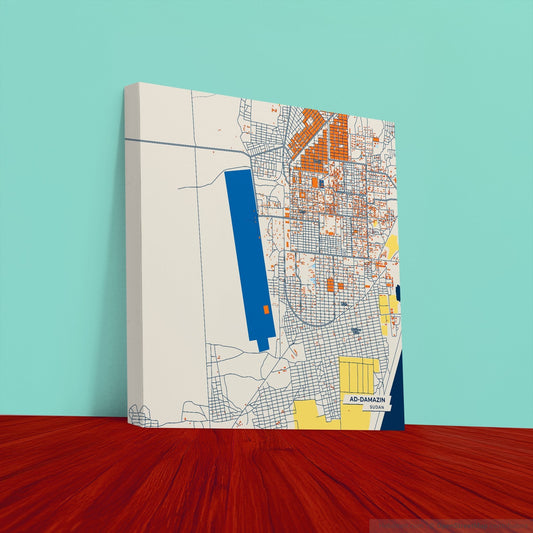 Ad-Damazin Sudan Colorful City Map Canvas Print