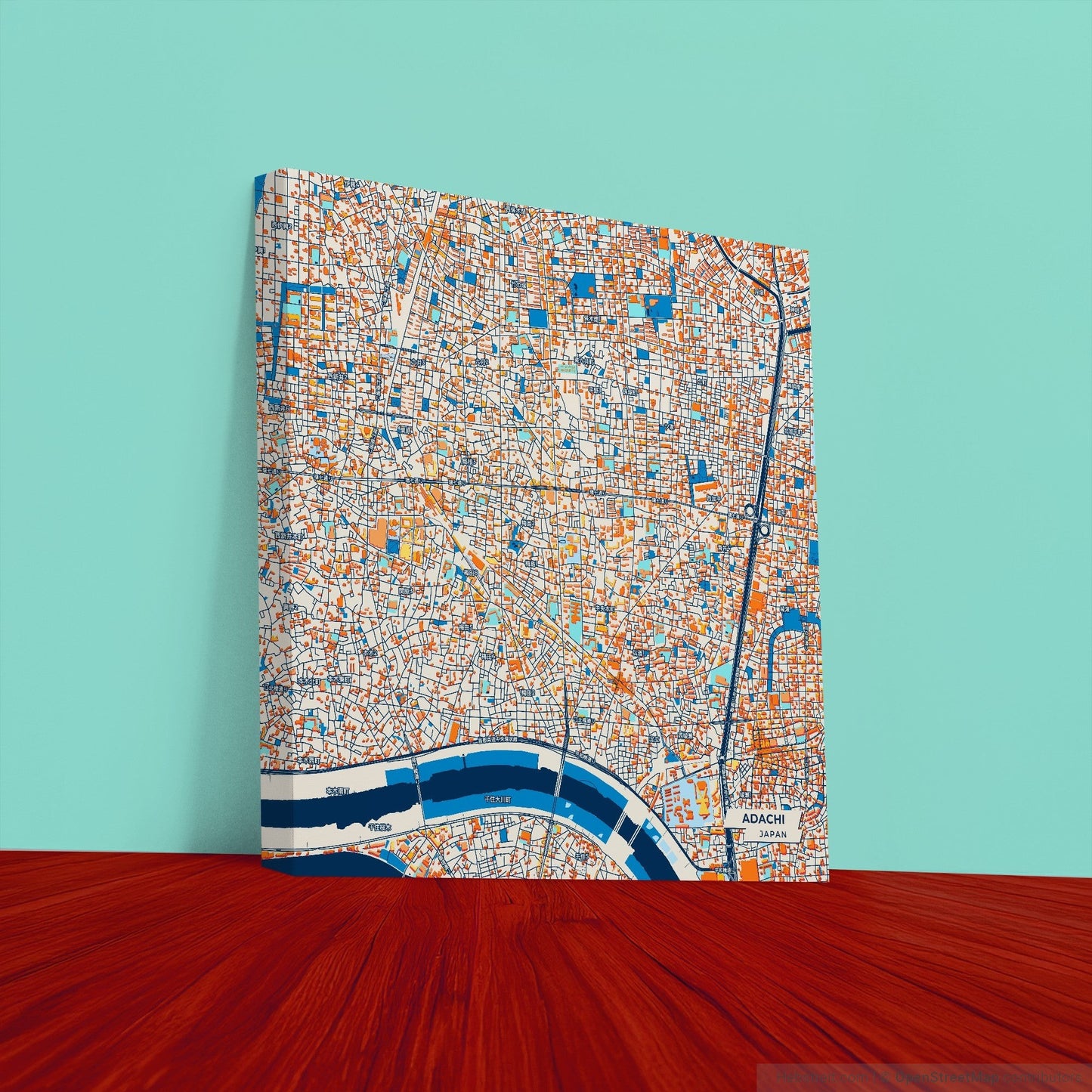 Adachi Japan Colorful City Map Canvas Print