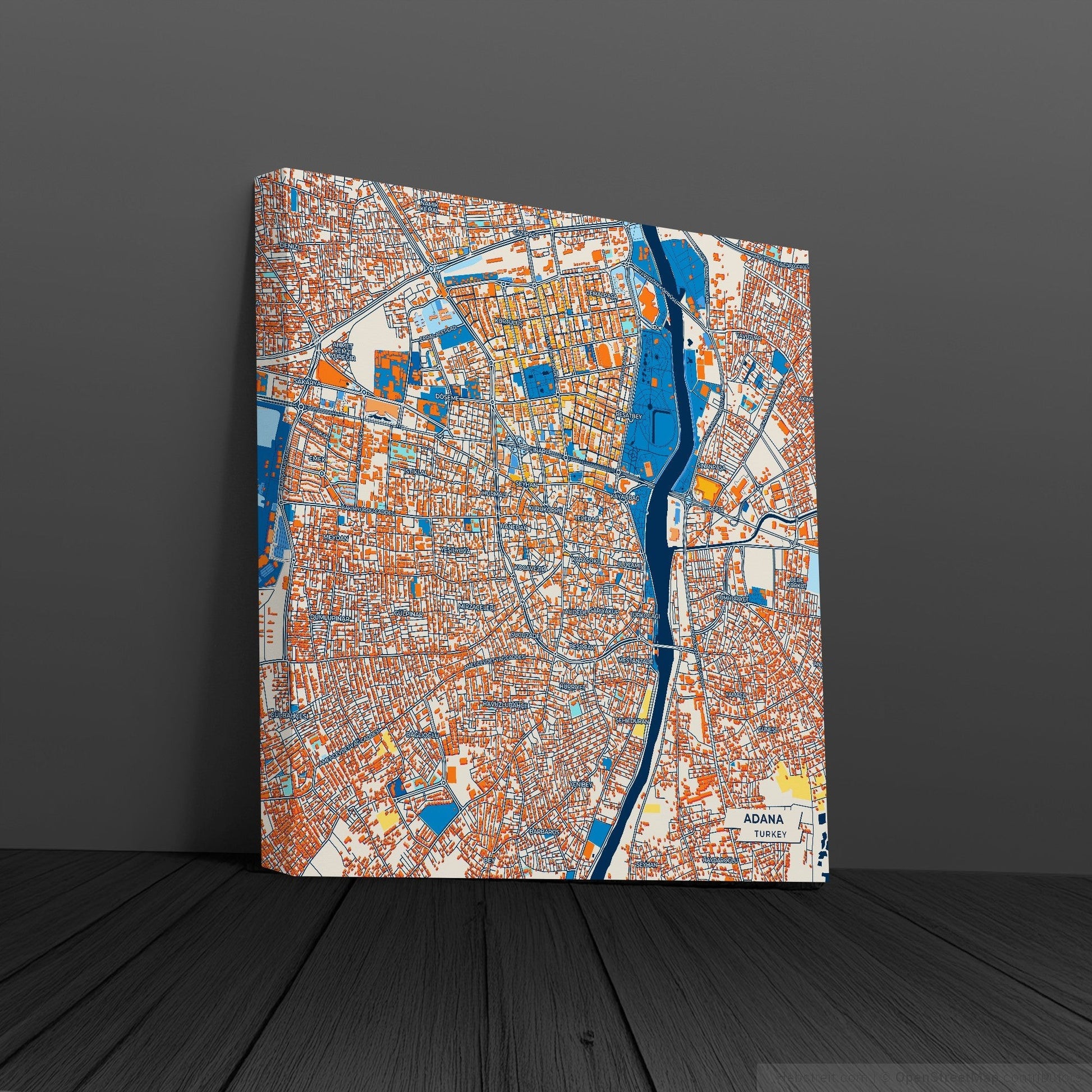 Adana Turkey Colorful City Map Canvas Print