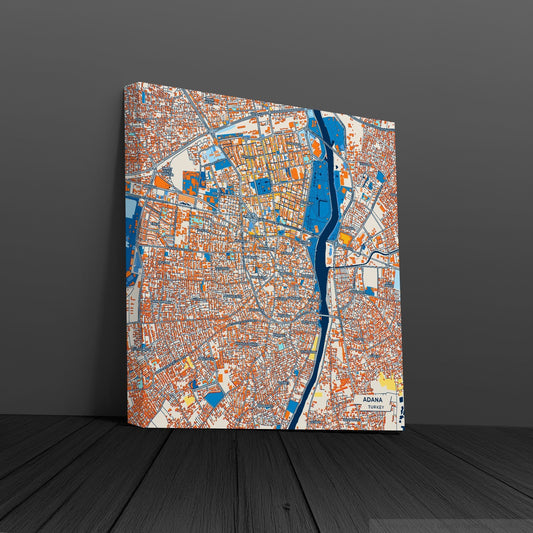 Adana Turkey Colorful City Map Canvas Print