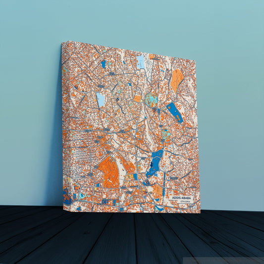Addis Ababa Ethiopia Colorful City Map Canvas Print