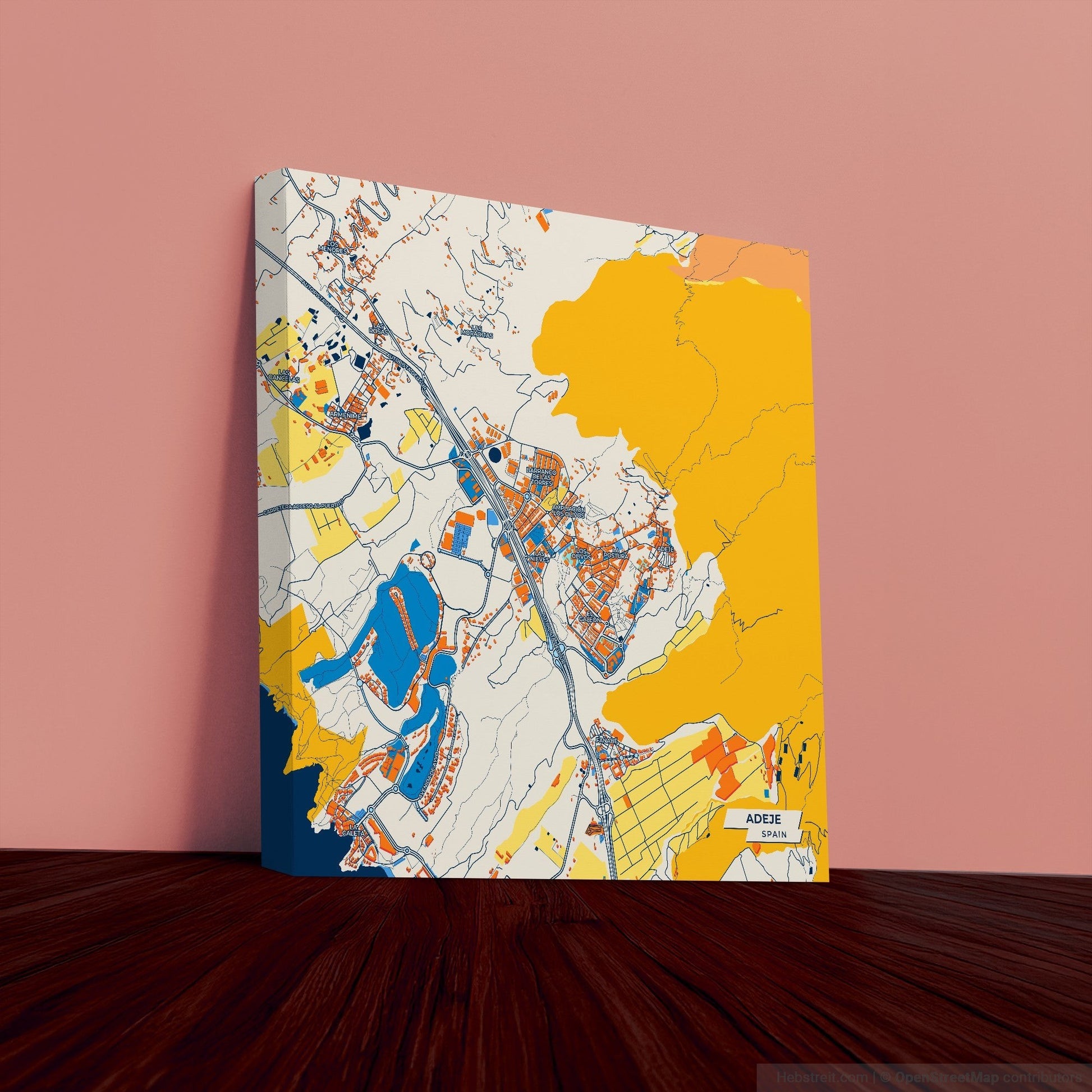 Adeje Spain Colorful City Map Canvas Print