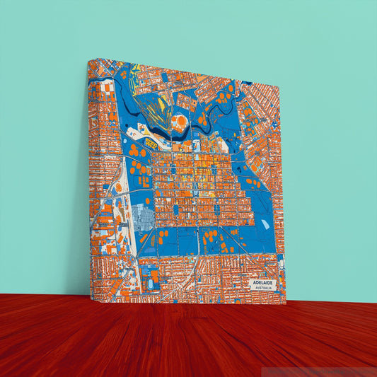 Adelaide Australia Colorful City Map Canvas Print