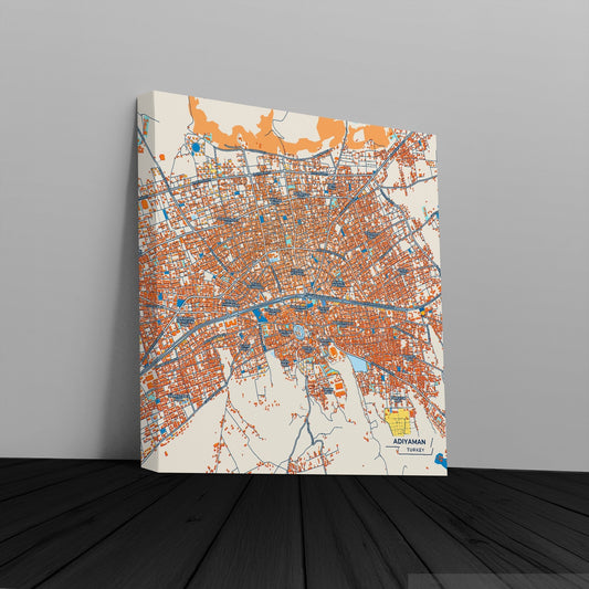 Adiyaman Turkey Colorful City Map Canvas Print