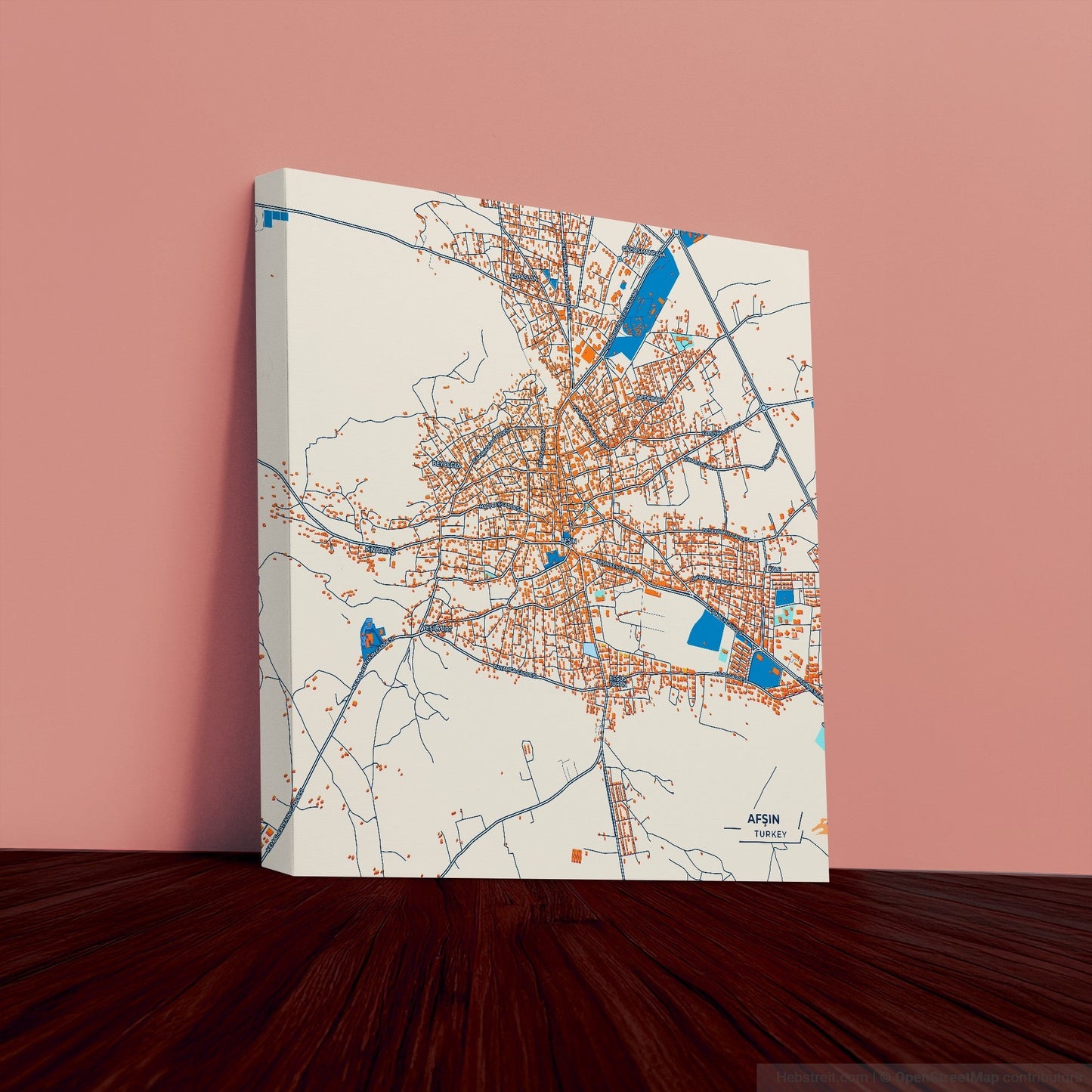 Afşin Turkey Colorful City Map Canvas Print