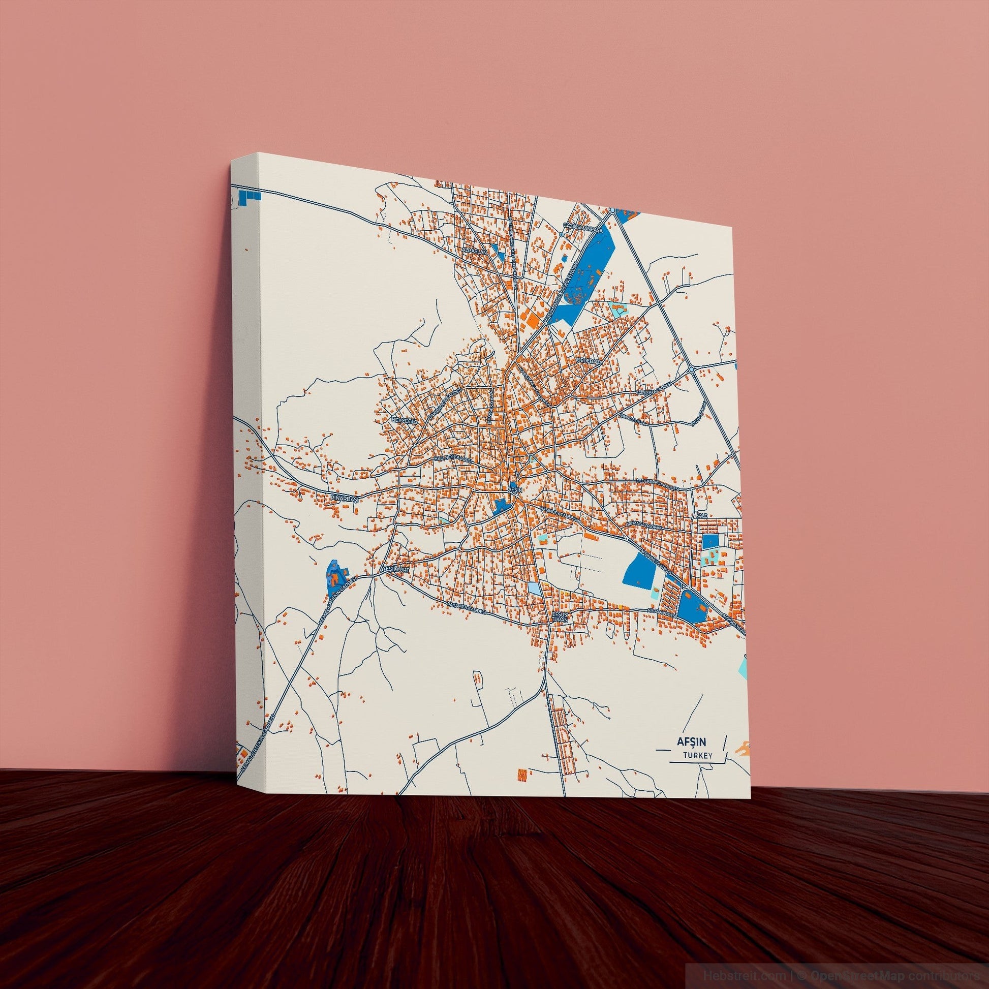 Afşin Turkey Colorful City Map Canvas Print