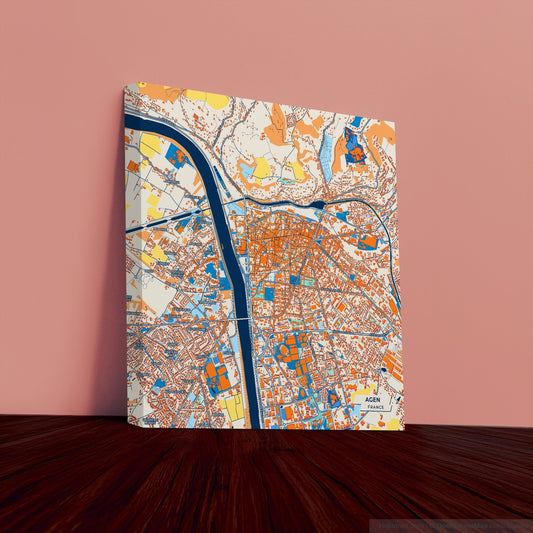 Agen France Colorful City Map Canvas Print