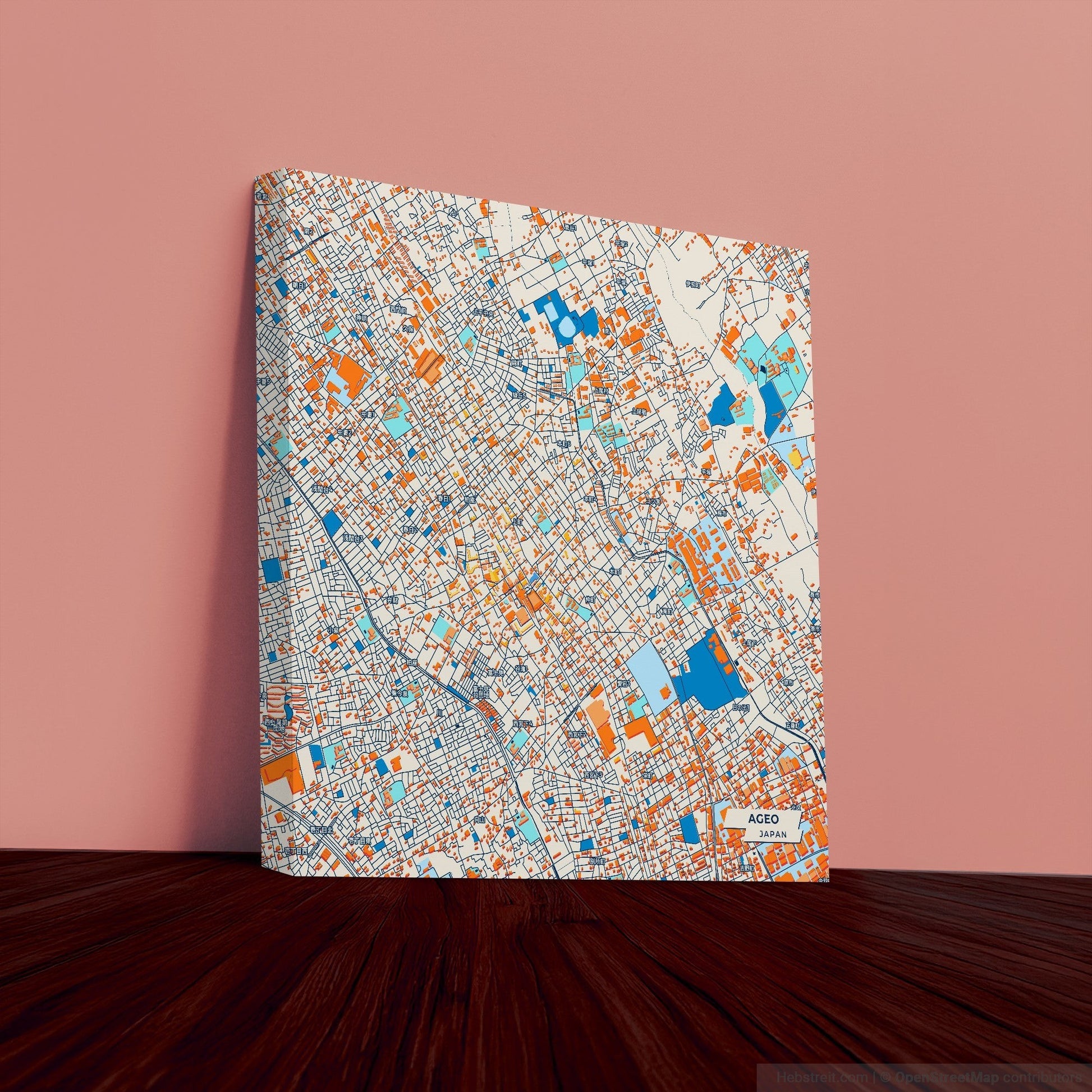Ageo Japan Colorful City Map Canvas Print