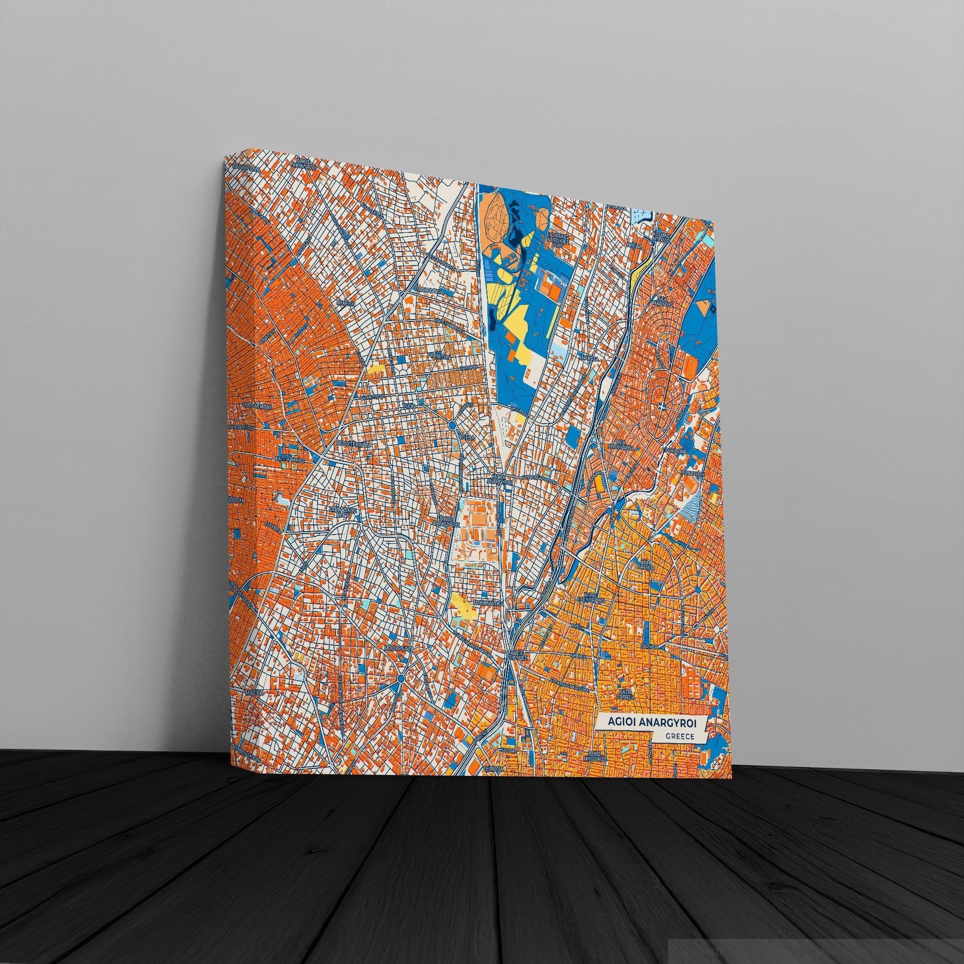 Αγιοι Αναργυροι Greece Colorful City Map Canvas Print