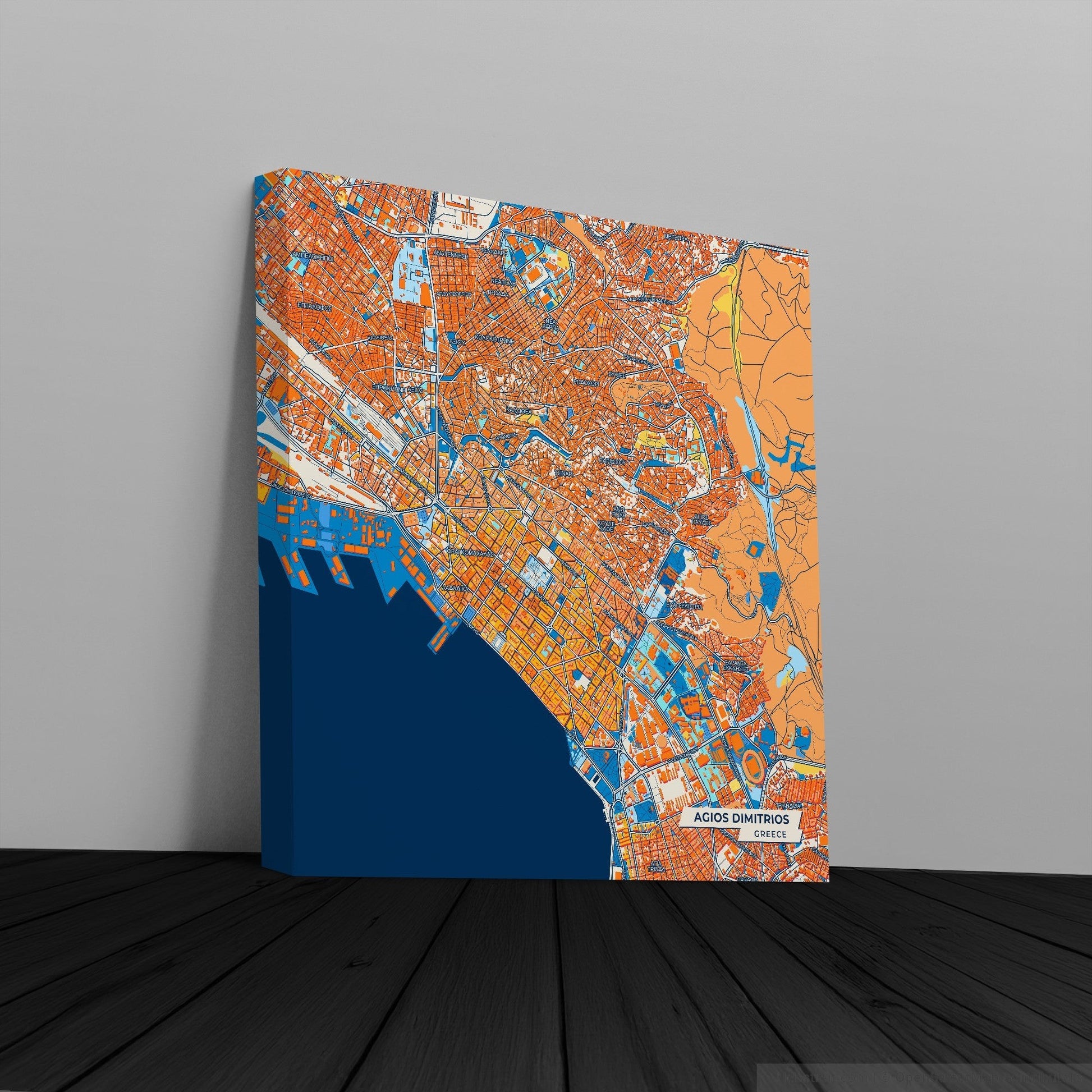 Αγιος Δημητριος Greece Colorful City Map Canvas Print