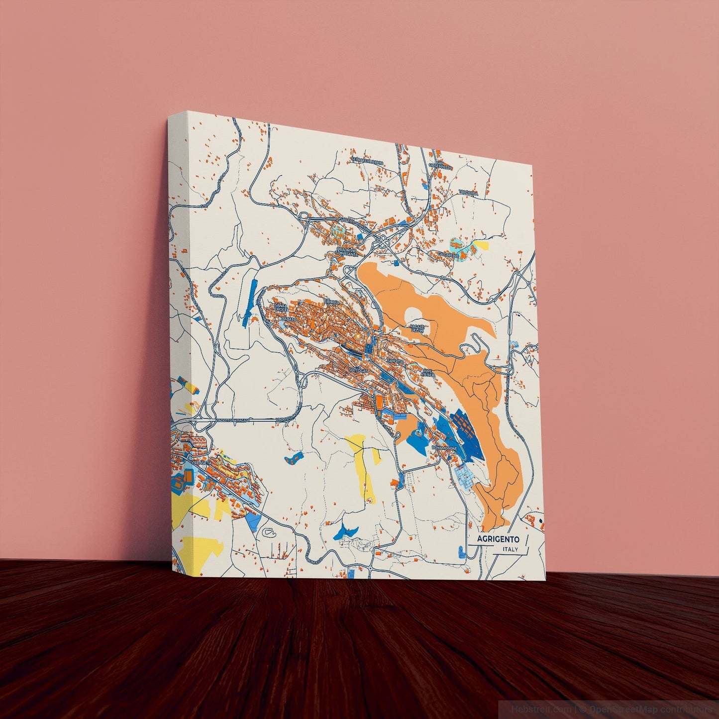 Agrigento Italy Colorful City Map Canvas Print