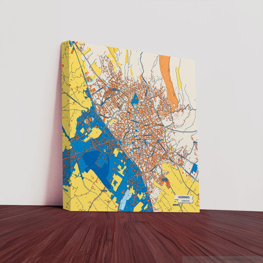 Αγρινιο Greece Colorful City Map Canvas Print