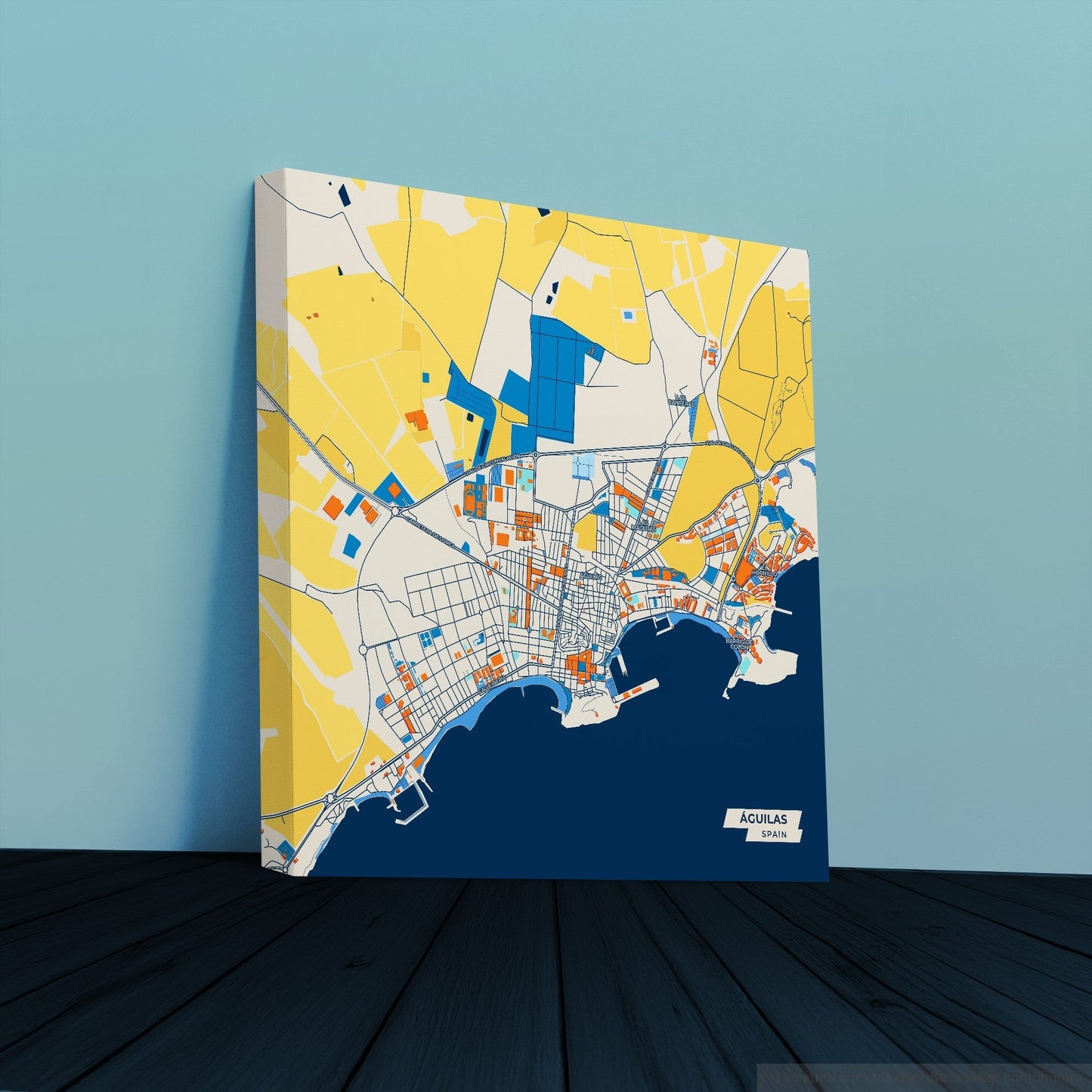 Águilas Spain Colorful City Map Canvas Print