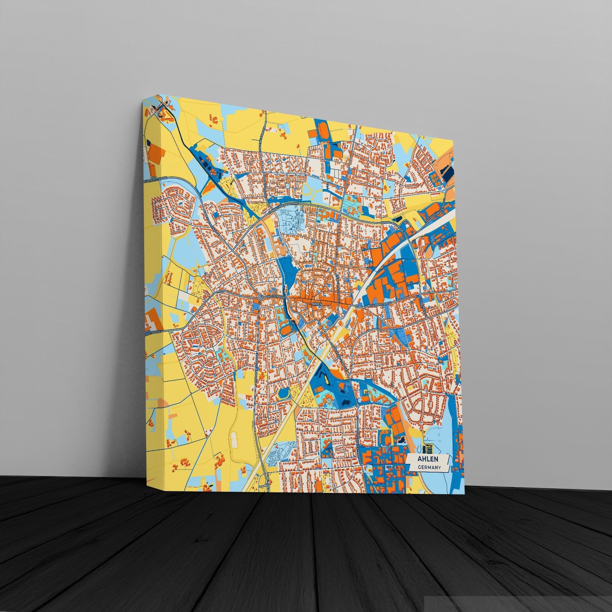Ahlen Germany Colorful City Map Canvas Print
