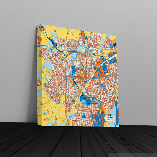 Ahlen Germany Colorful City Map Canvas Print