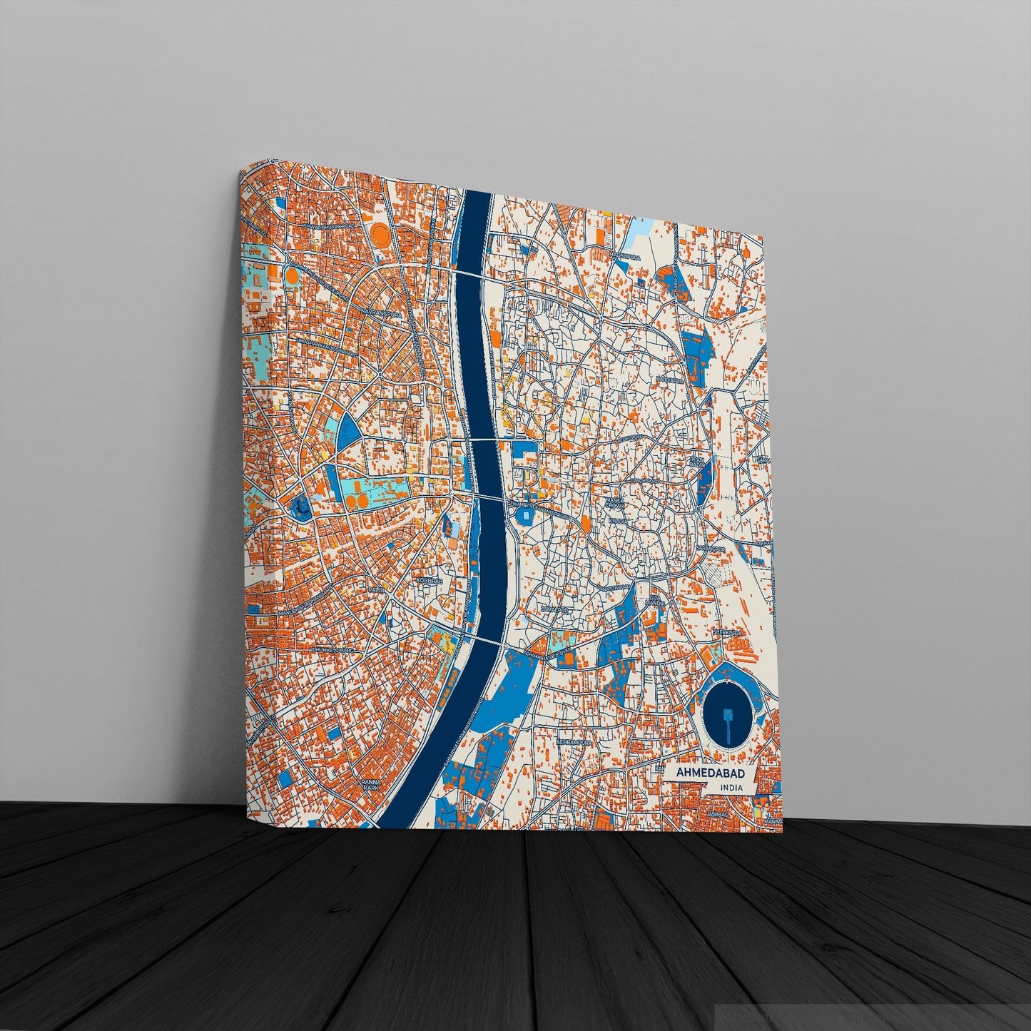 Ahmedabad India Colorful City Map Canvas Print