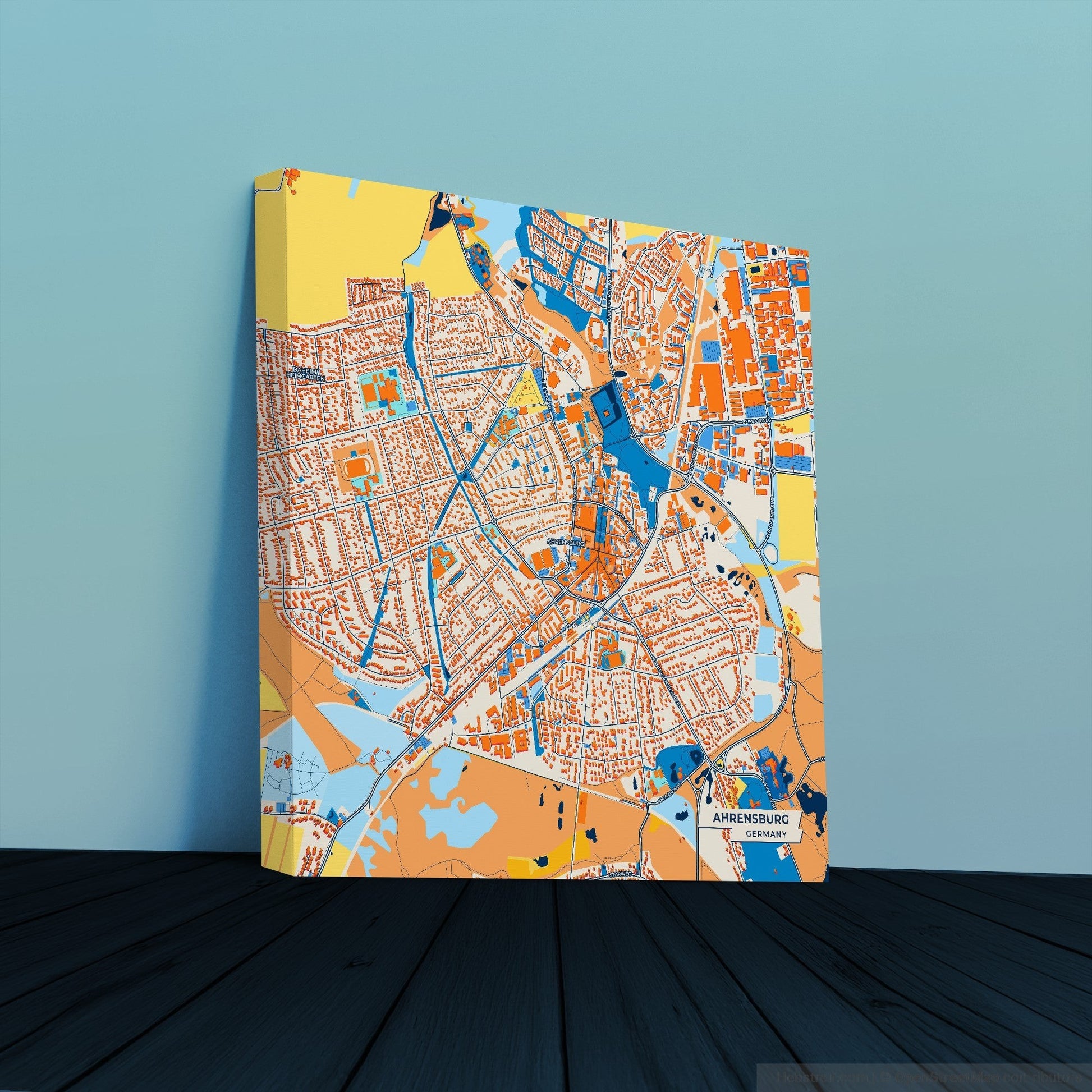 Ahrensburg Germany Colorful City Map Canvas Print