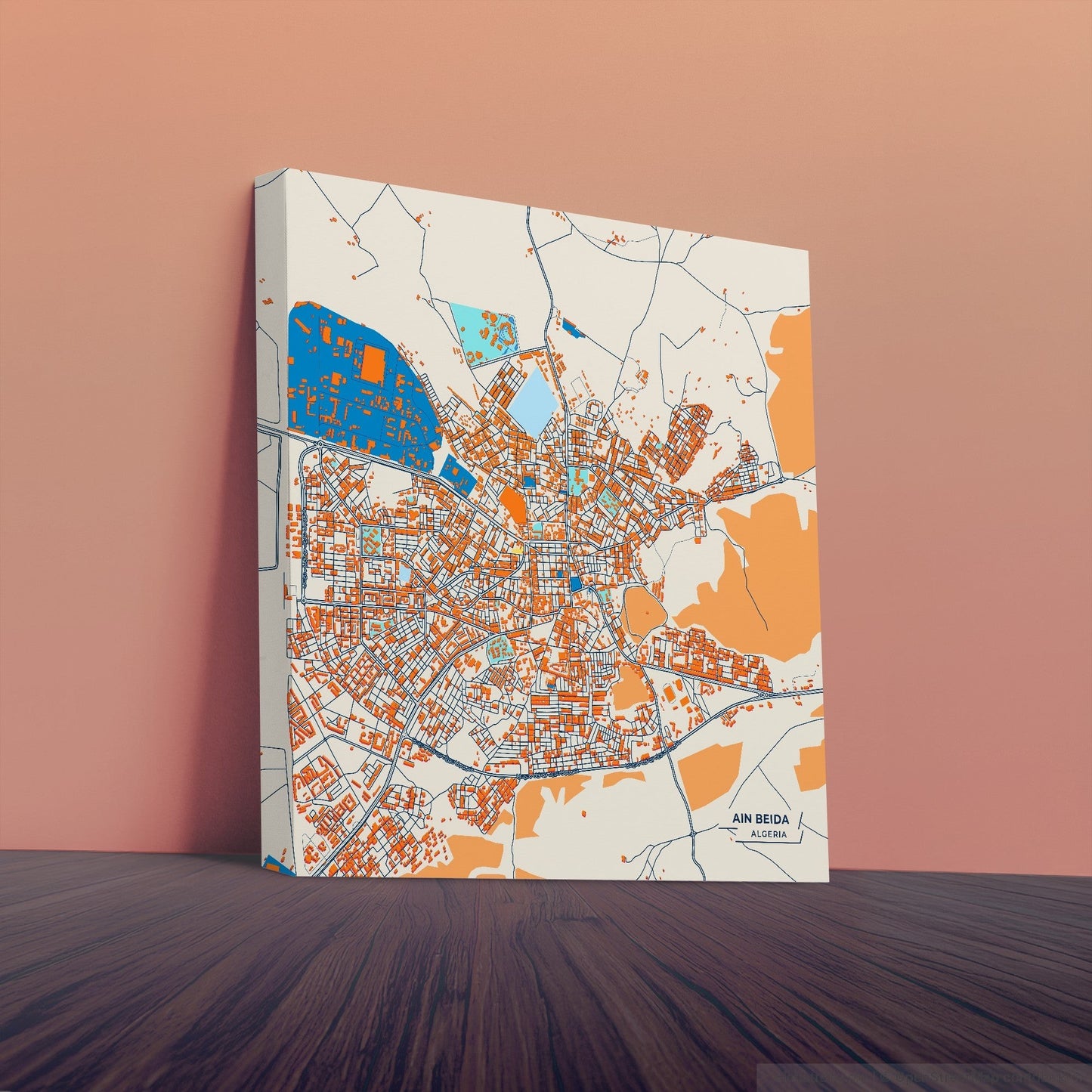 Ain Beida Algeria Colorful City Map Canvas Print