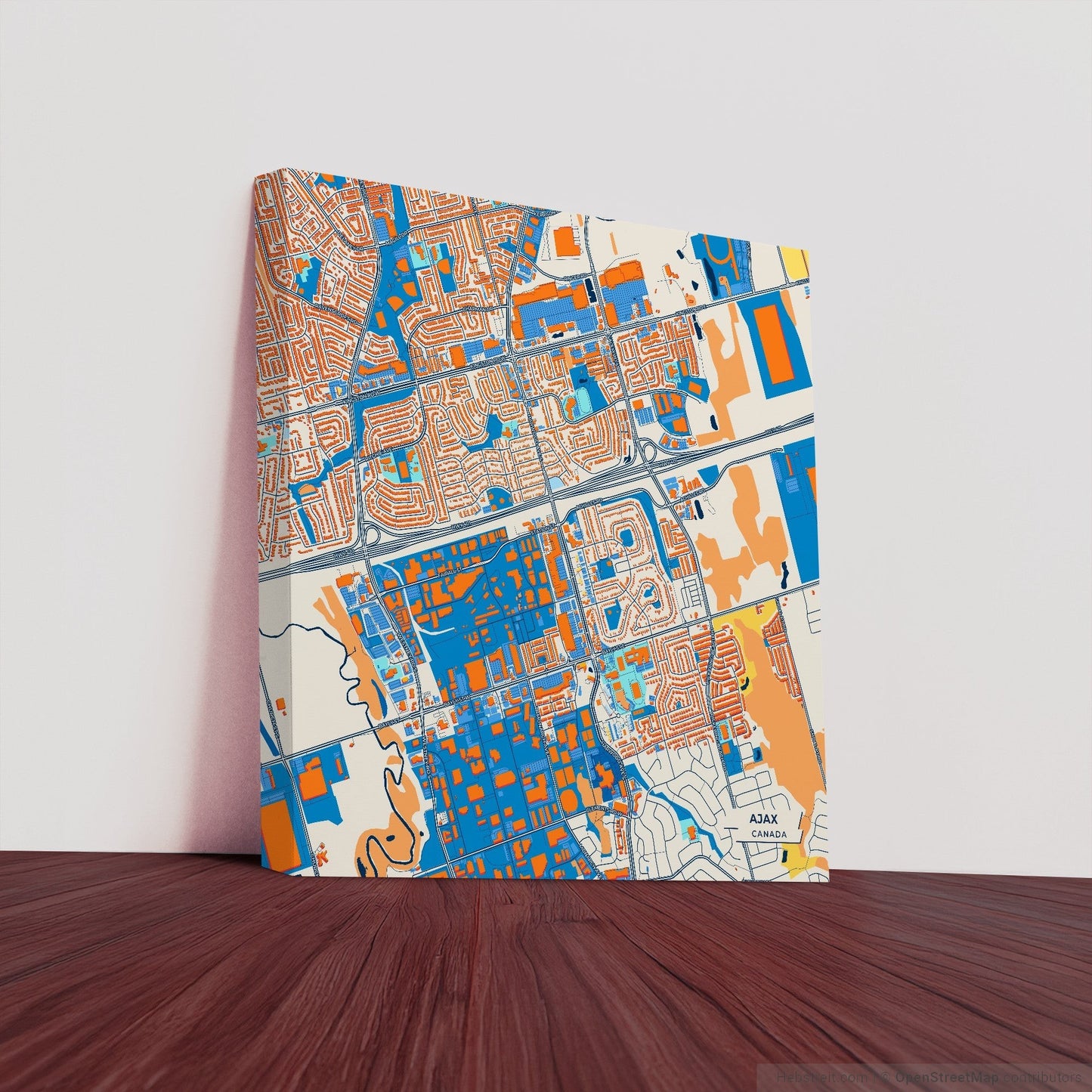 Ajax Canada Colorful City Map Canvas Print