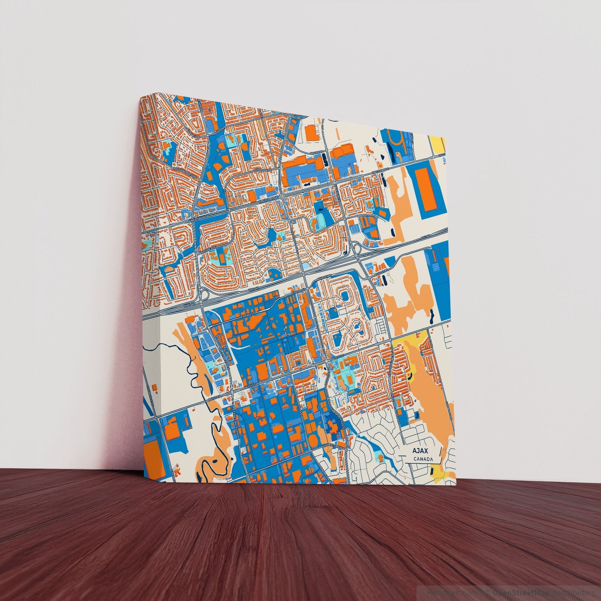 Ajax Canada Colorful City Map Canvas Print