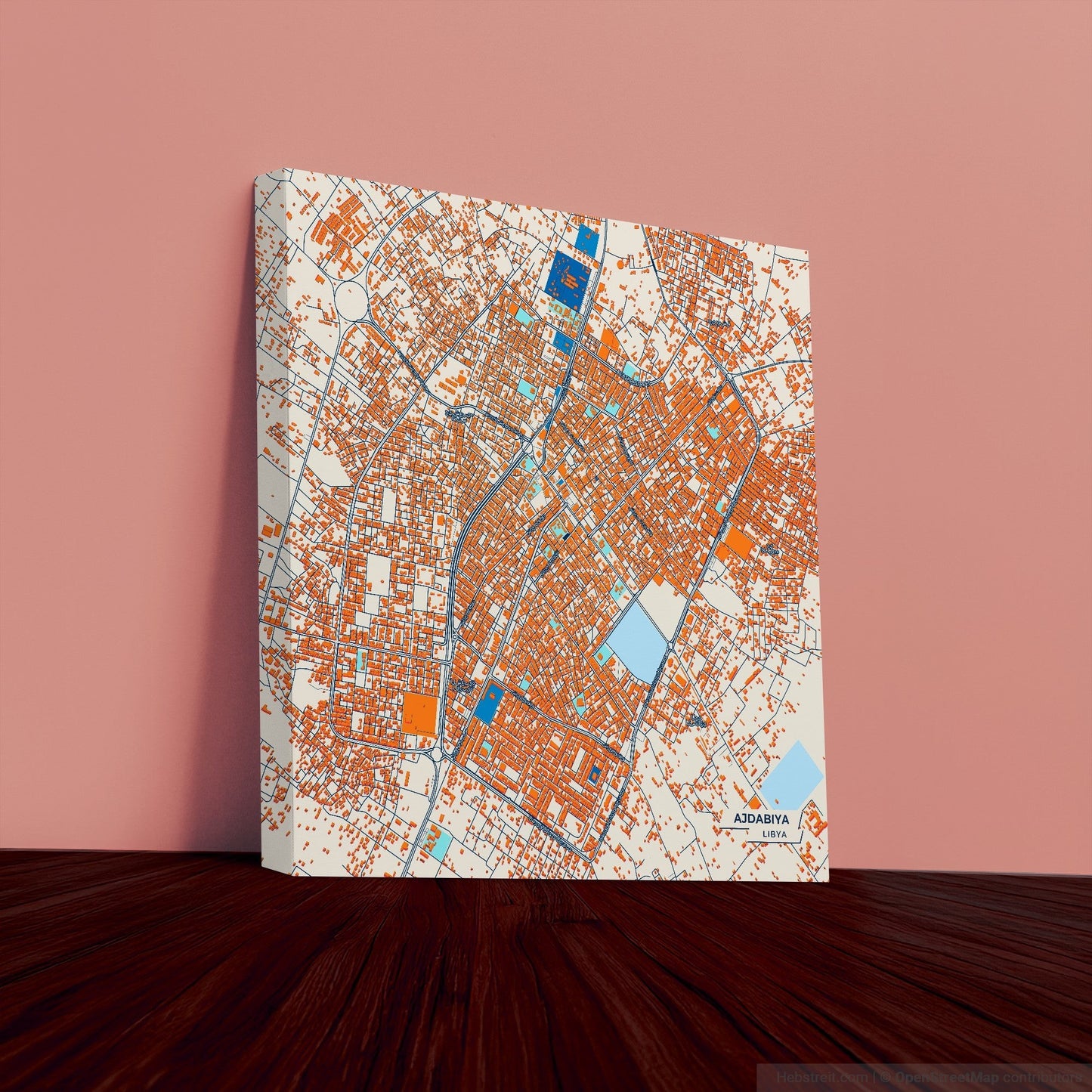 Ajdabiya Libya Colorful City Map Canvas Print