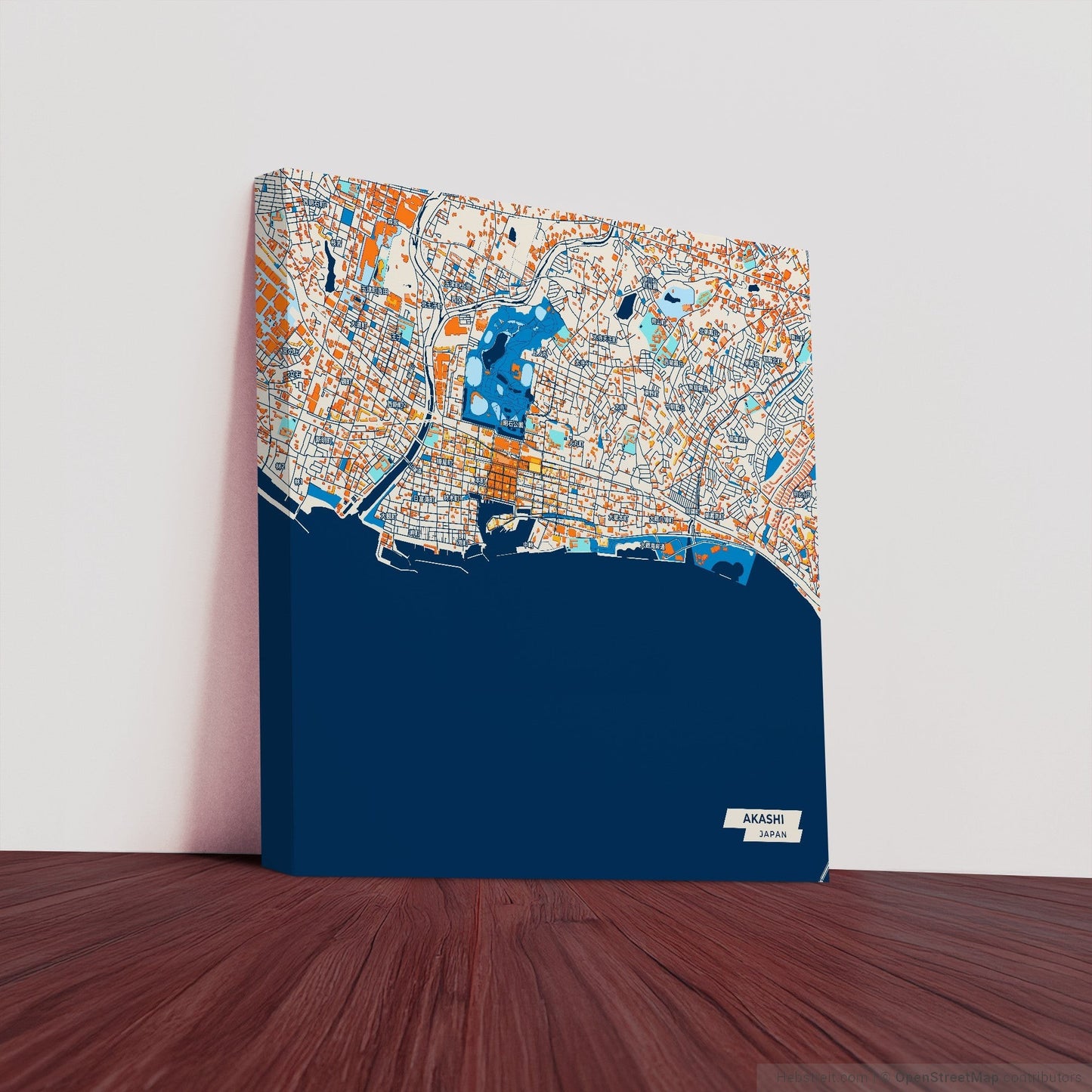 Akashi Japan Colorful City Map Canvas Print