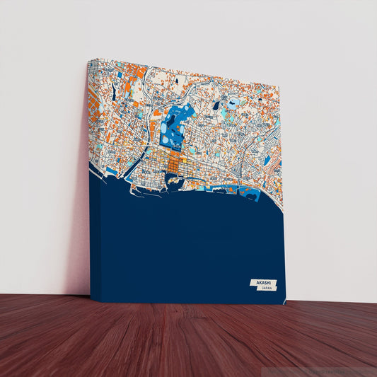 Akashi Japan Colorful City Map Canvas Print
