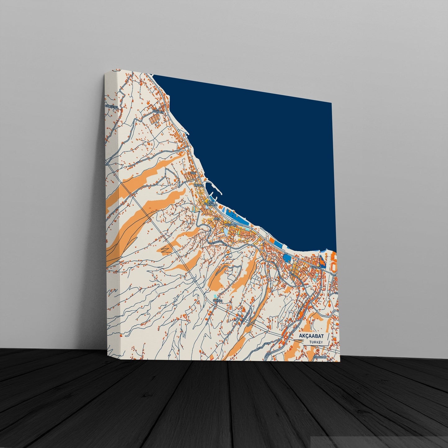 Akçaabat Turkey Colorful City Map Canvas Print