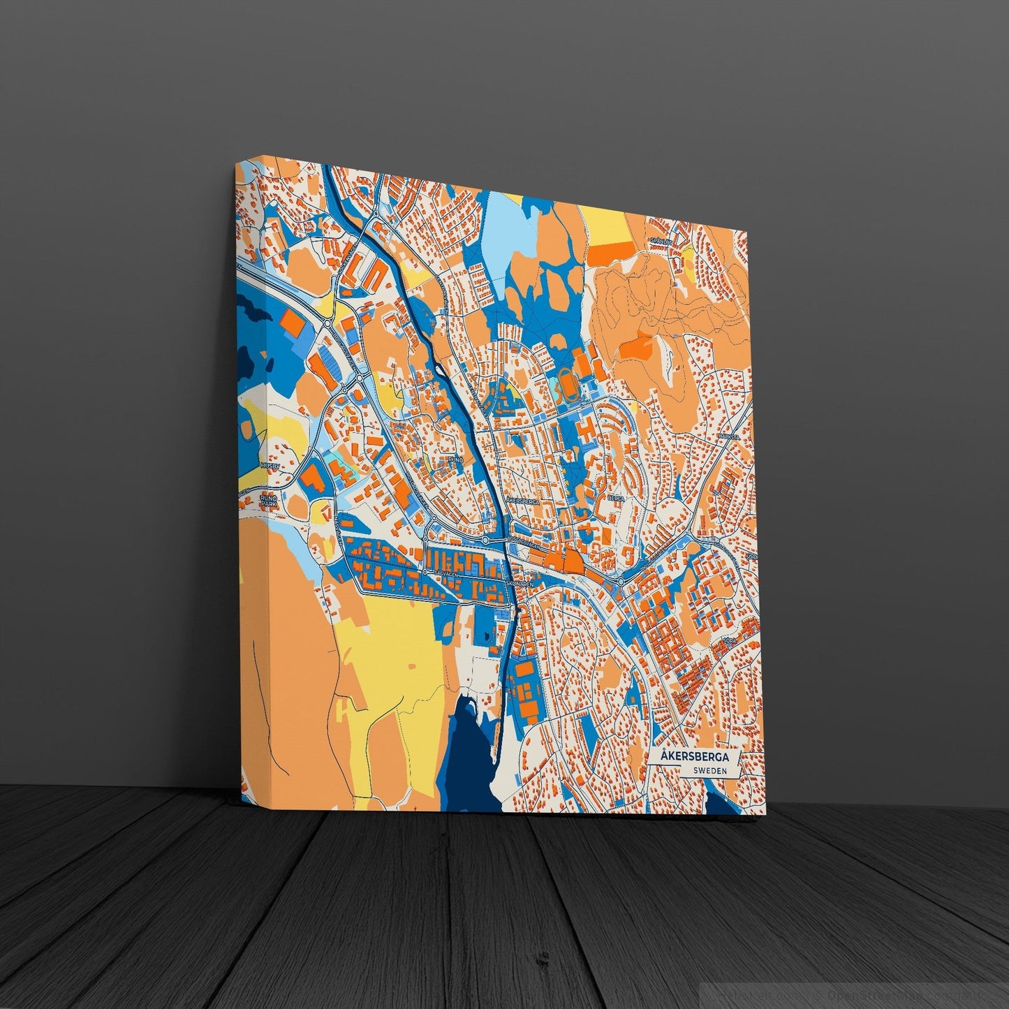 Åkersberga Sweden Colorful City Map Canvas Print