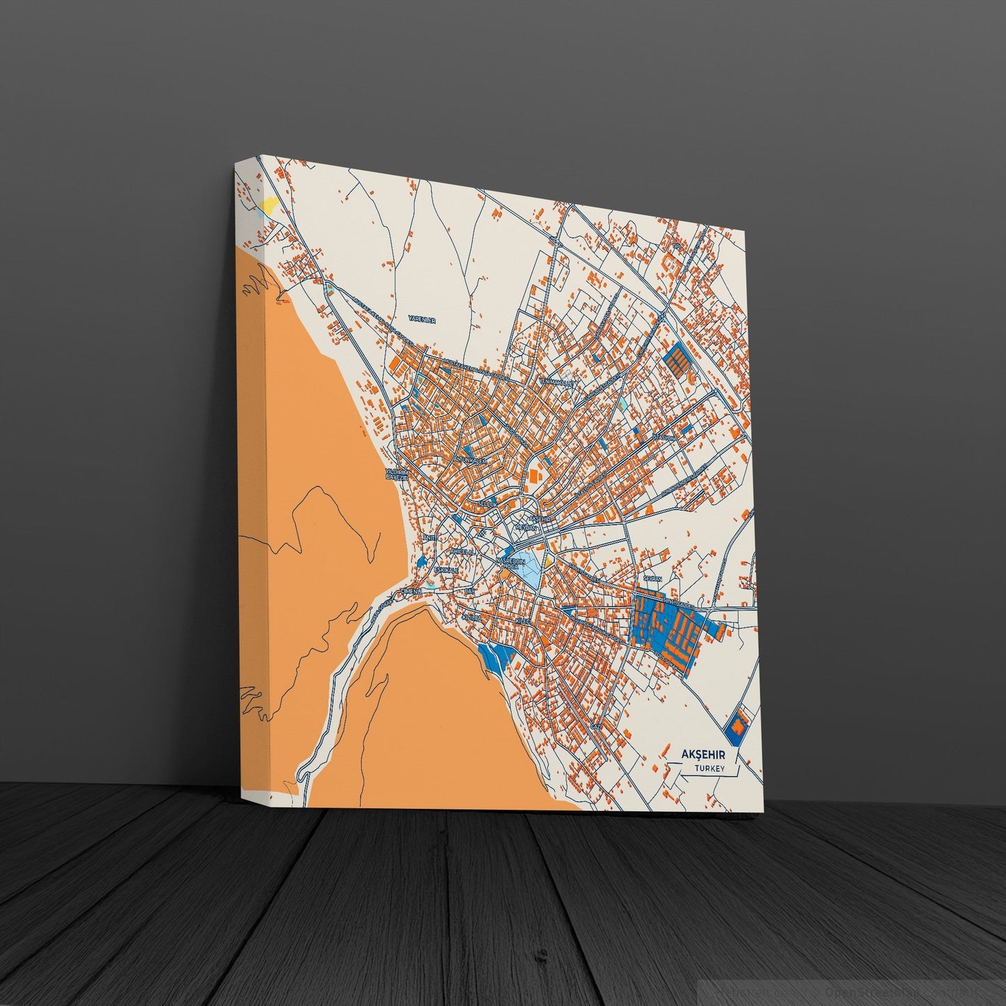 Akşehir Turkey Colorful City Map Canvas Print