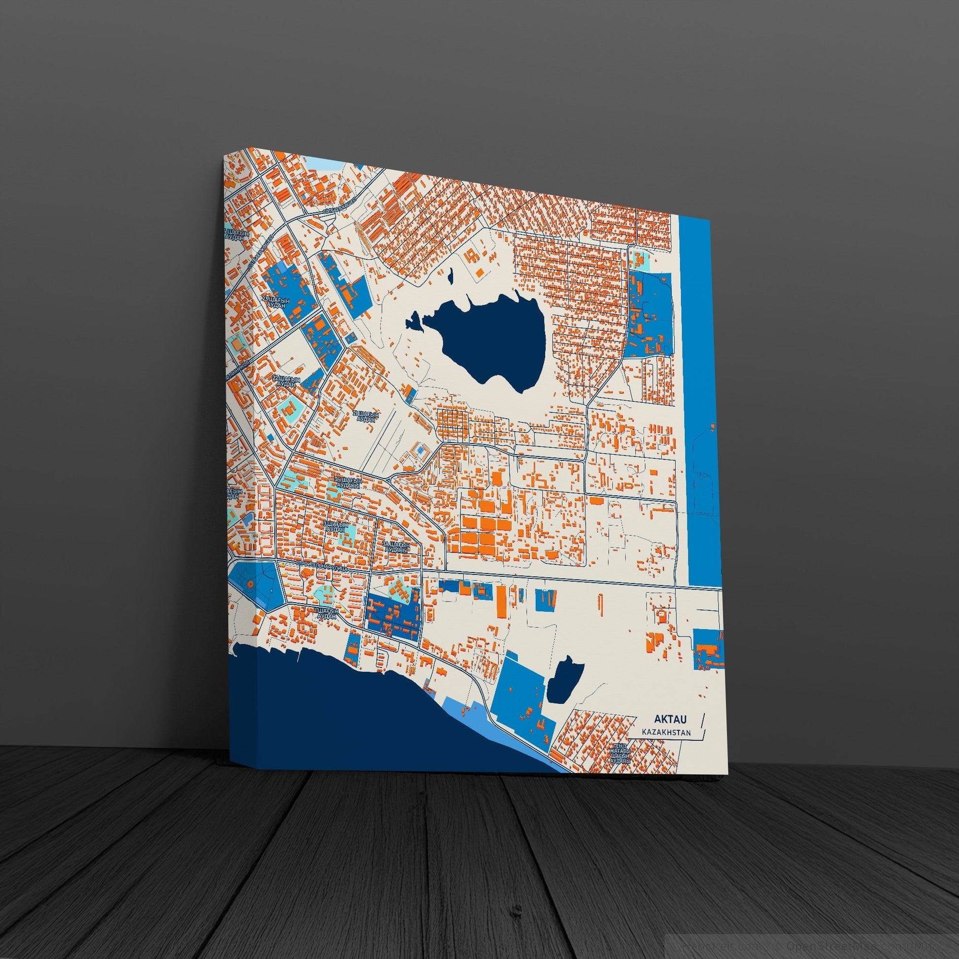 Aktau Kazakhstan Colorful City Map Canvas Print