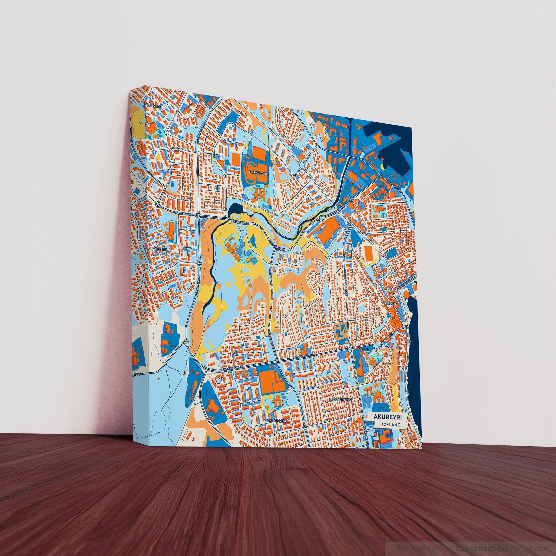 Akureyri Iceland Colorful City Map Canvas Print