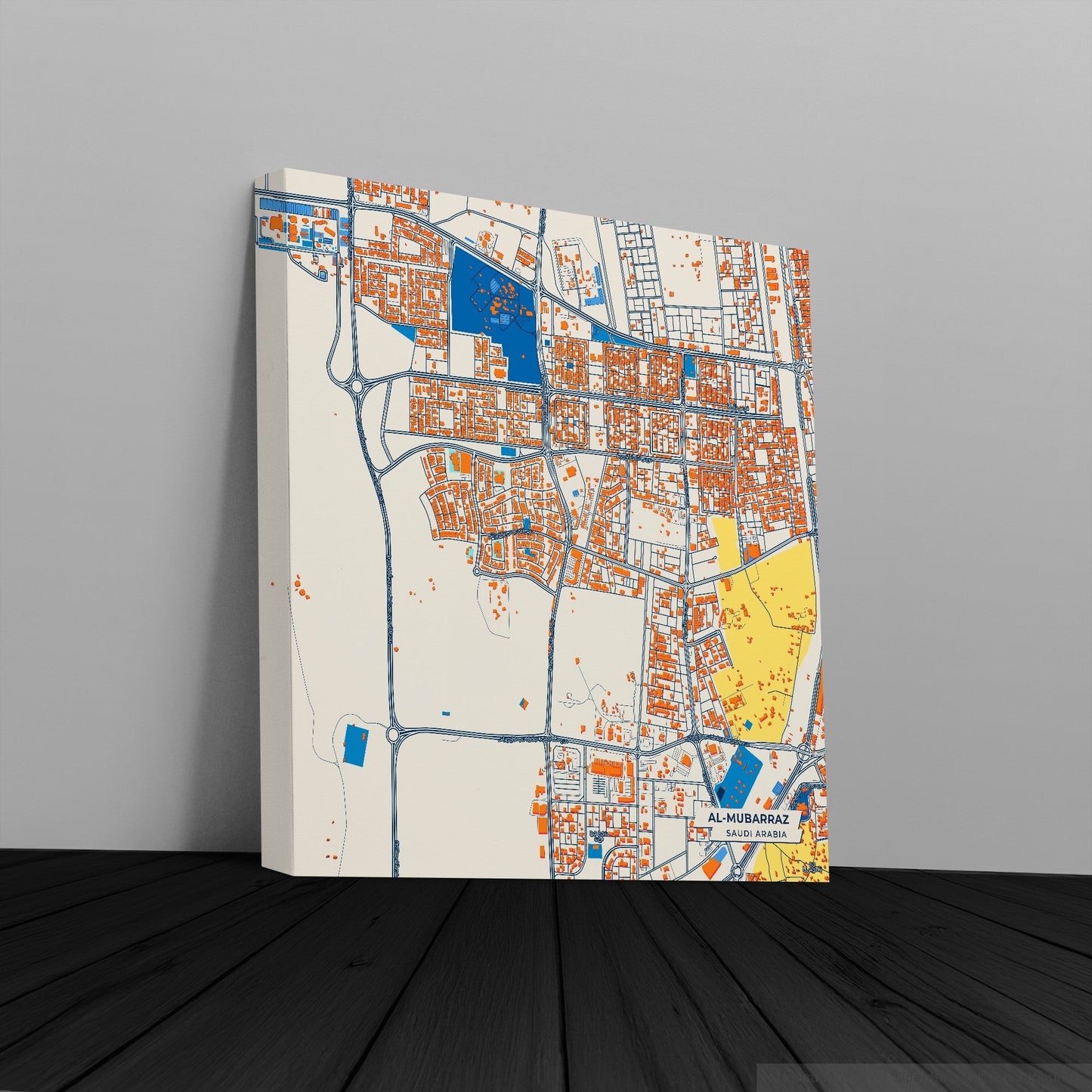 Al-Mubarraz Saudi Arabia Colorful City Map Canvas Print