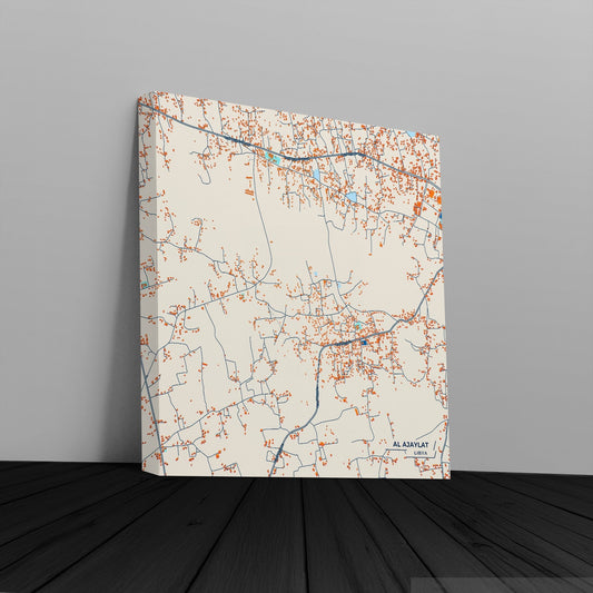 Al Ajaylat Libya Colorful City Map Canvas Print