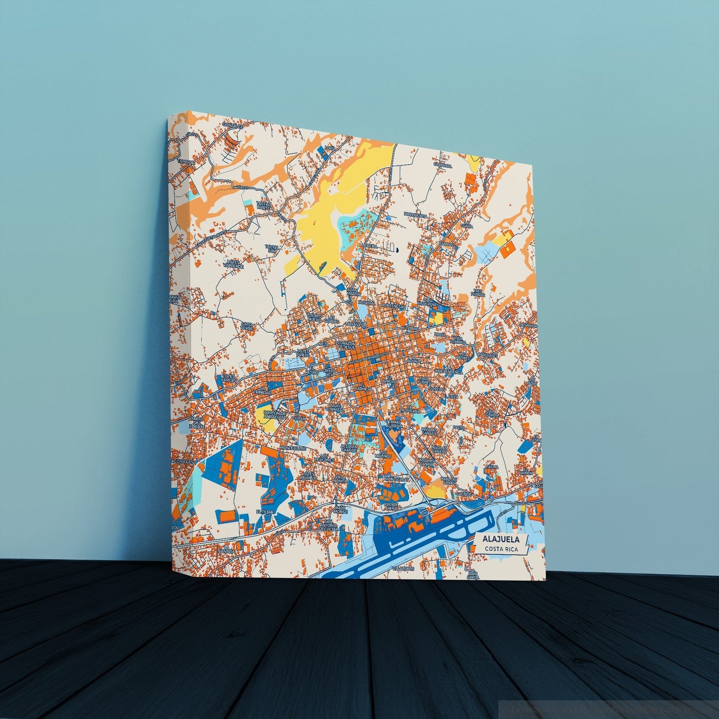 Alajuela Costa Rica Colorful City Map Canvas Print