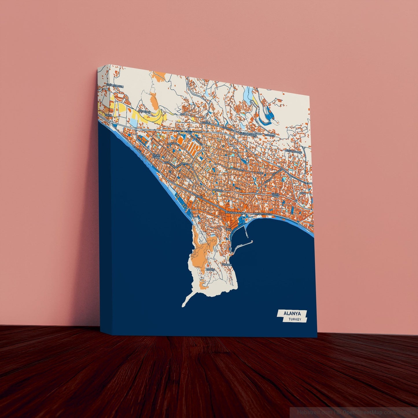 Alanya Turkey Colorful City Map Canvas Print