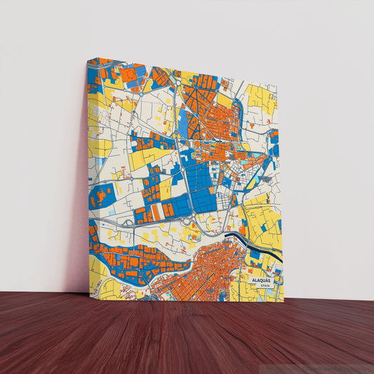Alaquàs Spain Colorful City Map Canvas Print