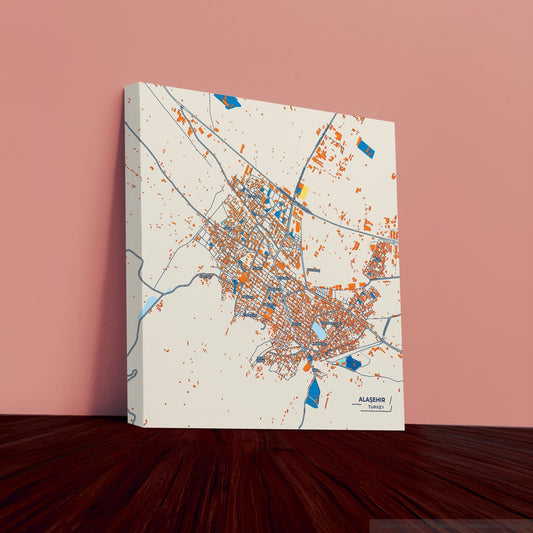 Alaşehir Turkey Colorful City Map Canvas Print