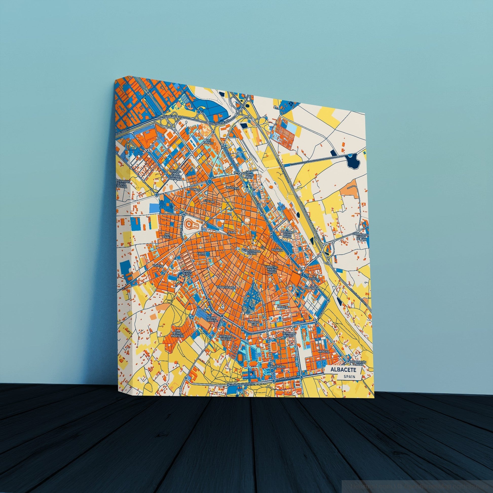 Albacete Spain Colorful City Map Canvas Print