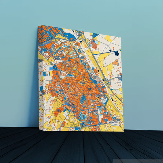Albacete Spain Colorful City Map Canvas Print