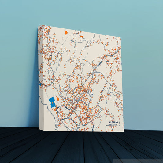 Al Bahah Saudi Arabia Colorful City Map Canvas Print