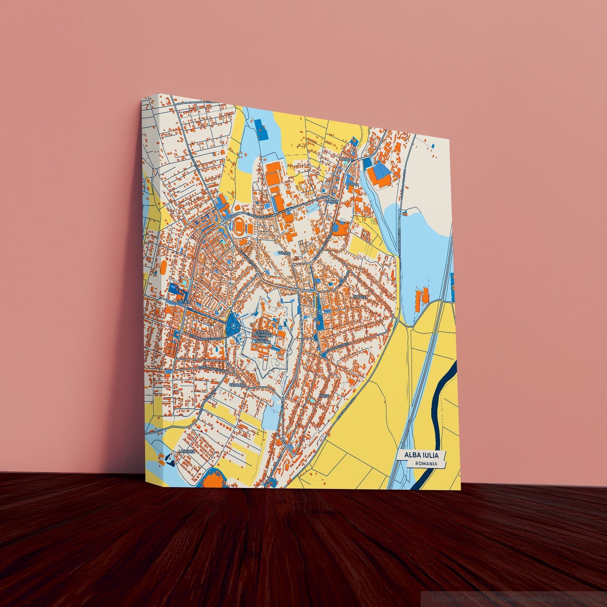 Alba Iulia Romania Colorful City Map Canvas Print