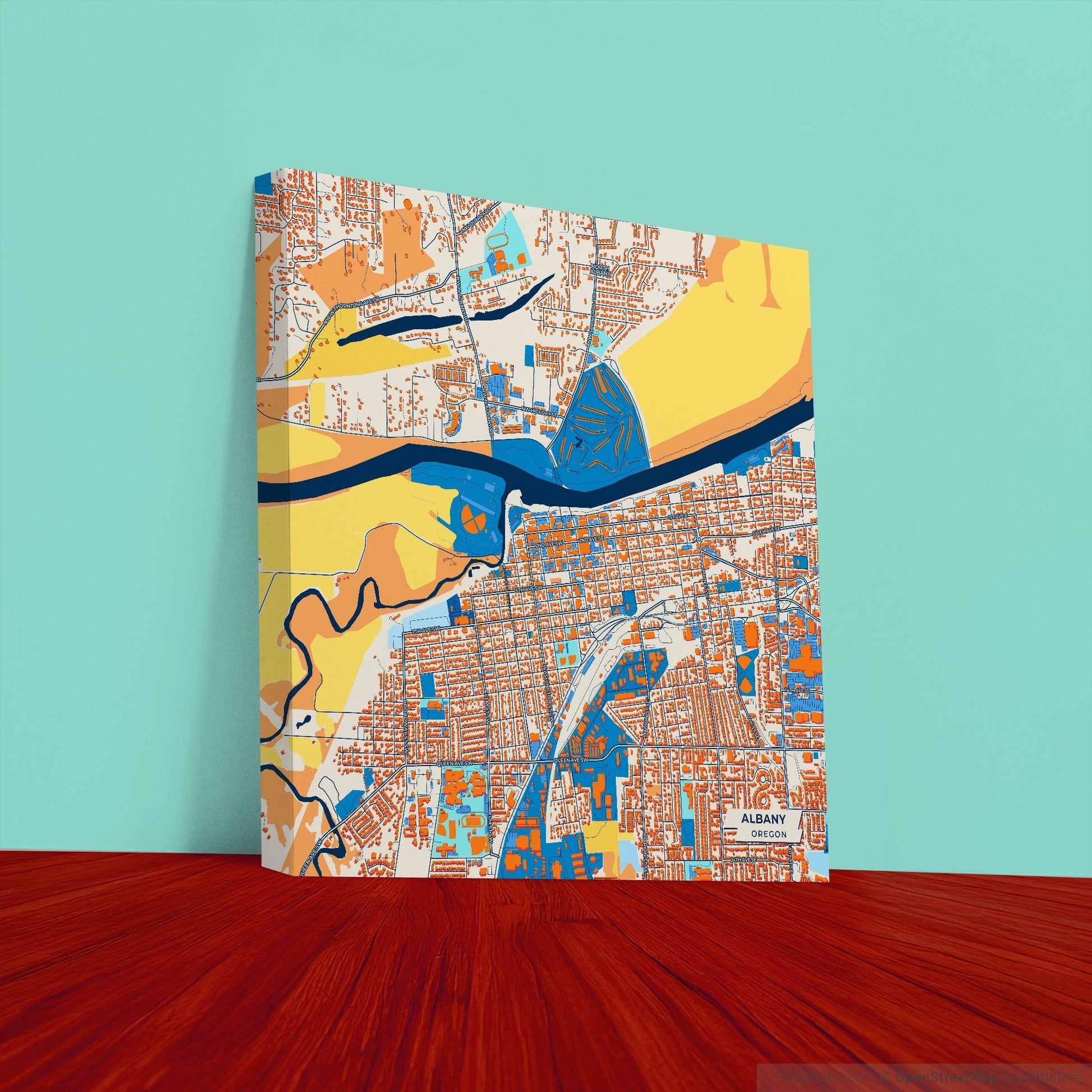 Albany Oregon Colorful City Map Canvas Print