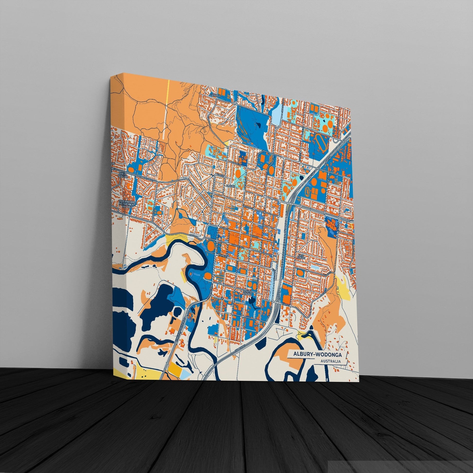 Albury–Wodonga Australia Colorful City Map Canvas Print