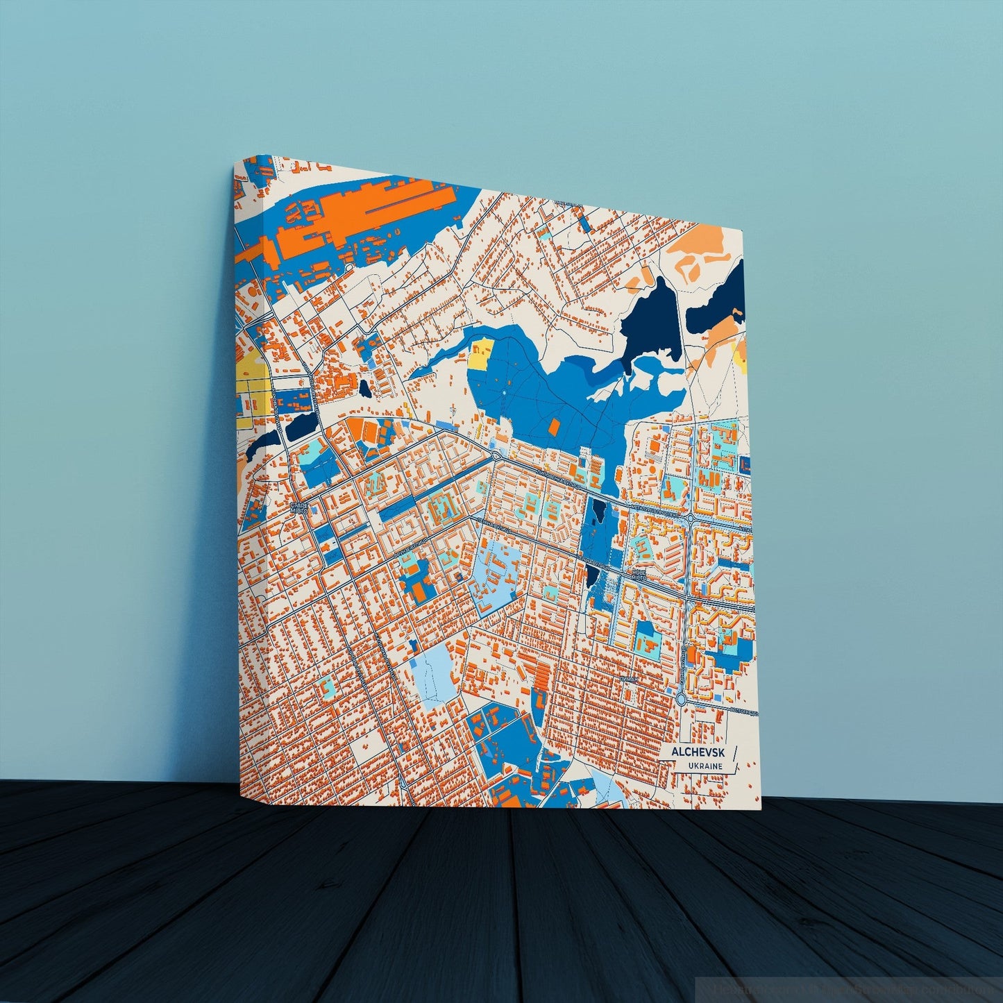 Алчевськ Ukraine Colorful City Map Canvas Print