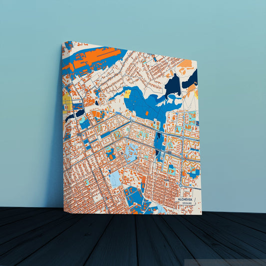 Алчевськ Ukraine Colorful City Map Canvas Print