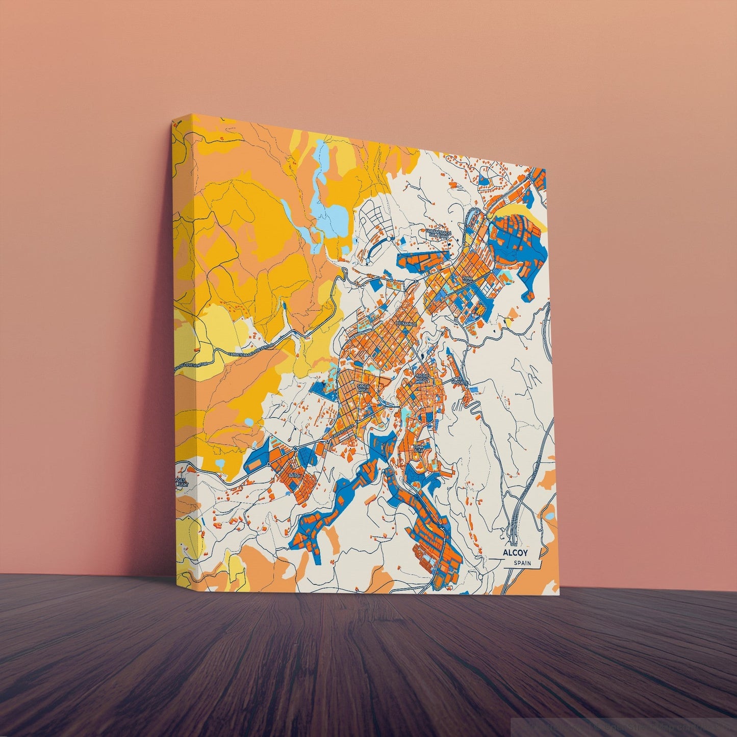 Alcoy Spain Colorful City Map Canvas Print