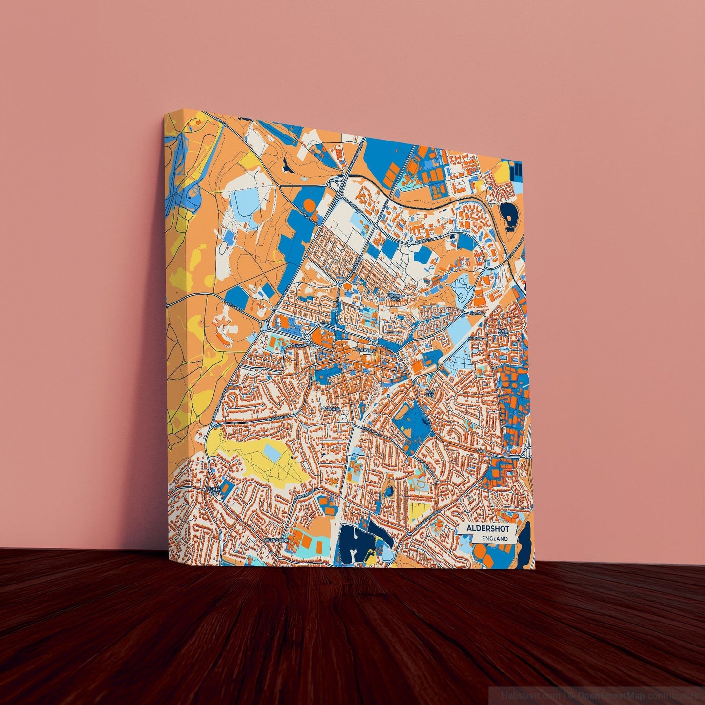 Aldershot England Colorful City Map Canvas Print